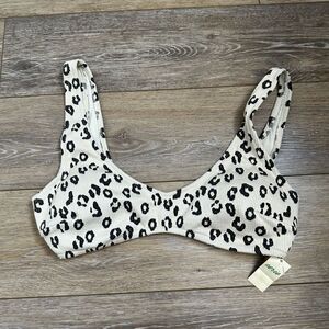 NWT Aerie Leopard Print Swimsuit Bikini Top Sz L